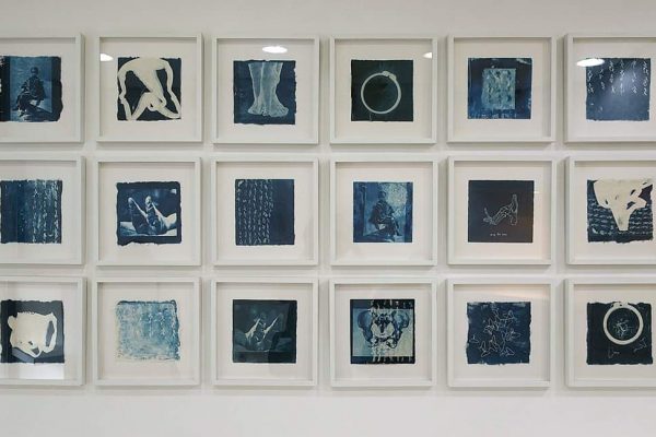 Of Love and Sorrow in Ant Graphs (series), cyanotype and embroidery on handmade paper, 20x20cm each Of Love and Sorrow in Ant Graphs (series), cyanotype and embroidery on handmade paper, 20x20cm each